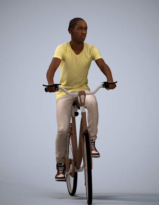 realistic 3D boy casual cycling, scanned archviz people for Blender and 3ds Max