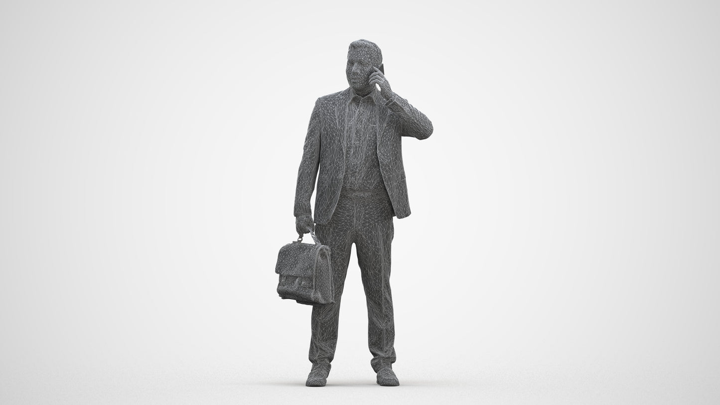 photogrammetry 3D man business, realistic human model archviz FBX, three-quarter front view render