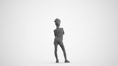 scanned 3D girl sport kids, photogrammetry people for Enscape and V-Ray, wireframe front view