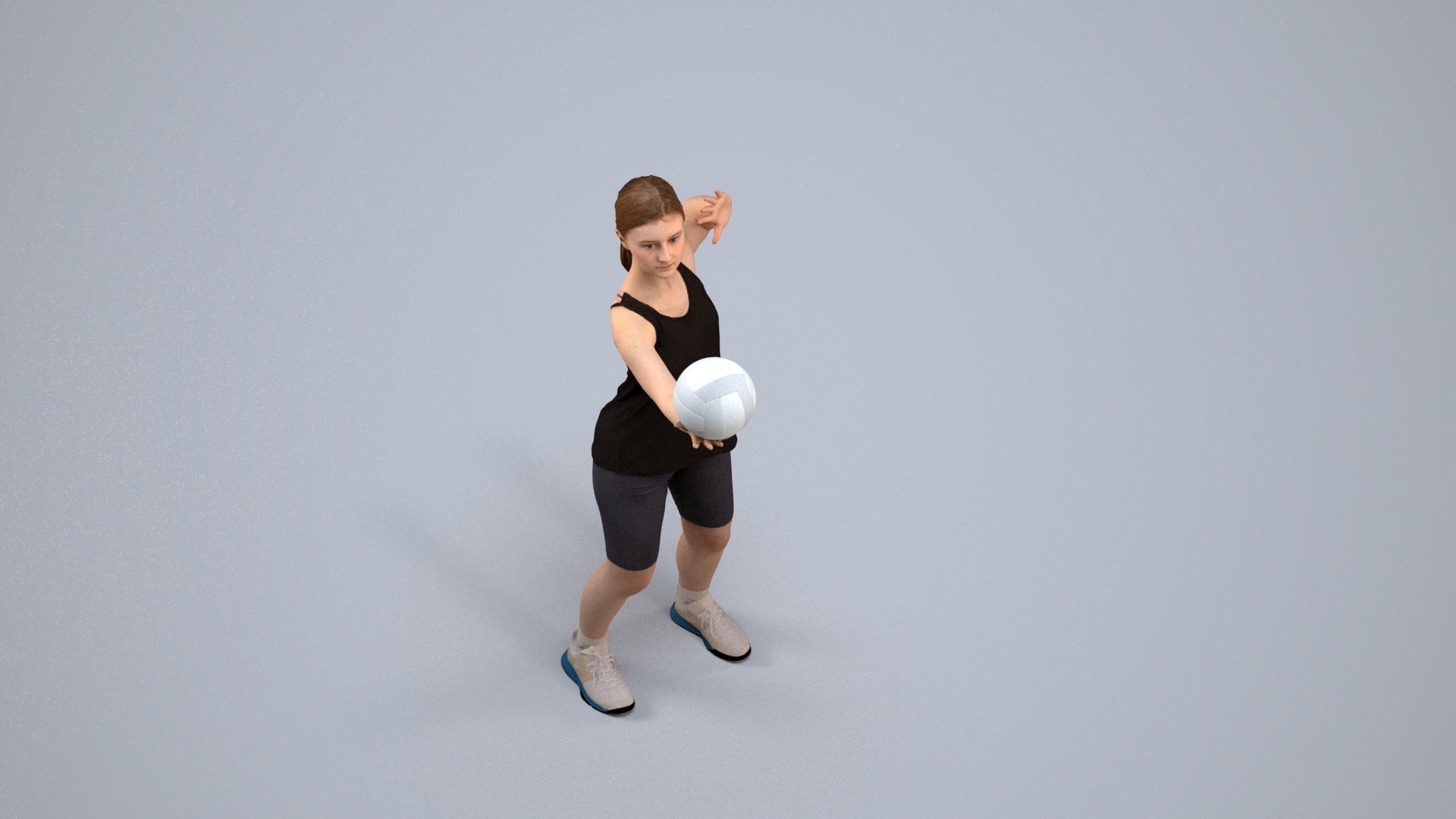 photogrammetry 3D girl sport, realistic human model archviz FBX, back view render