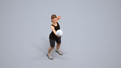 photogrammetry 3D girl sport, realistic human model archviz FBX, back view render
