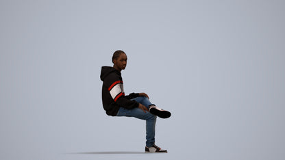 realistic 3D boy casual kids, scanned archviz people for Blender and 3ds Max, side view render