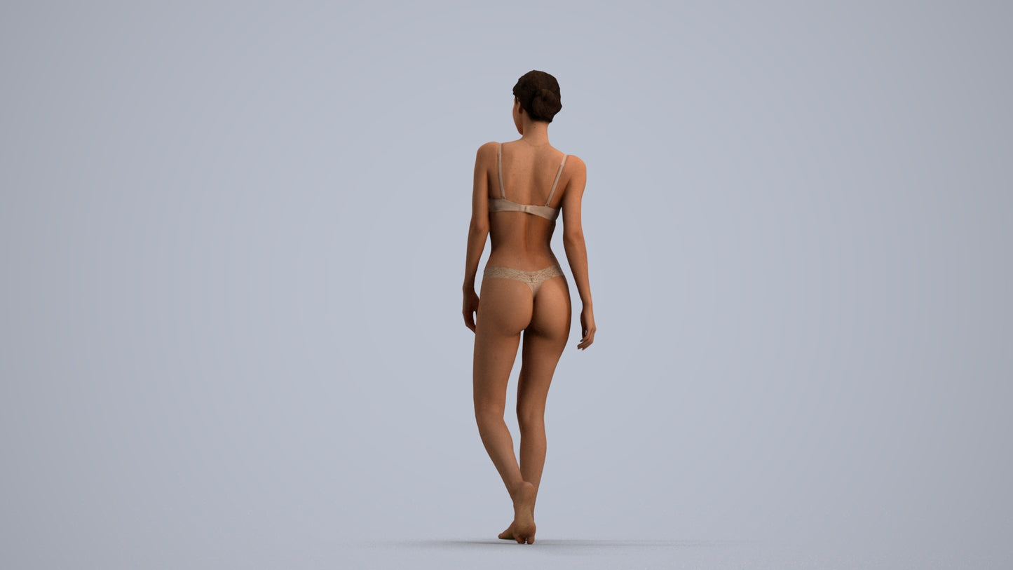 3D scanned woman mix, photorealistic archviz people for Enscape and SketchUp, front view render