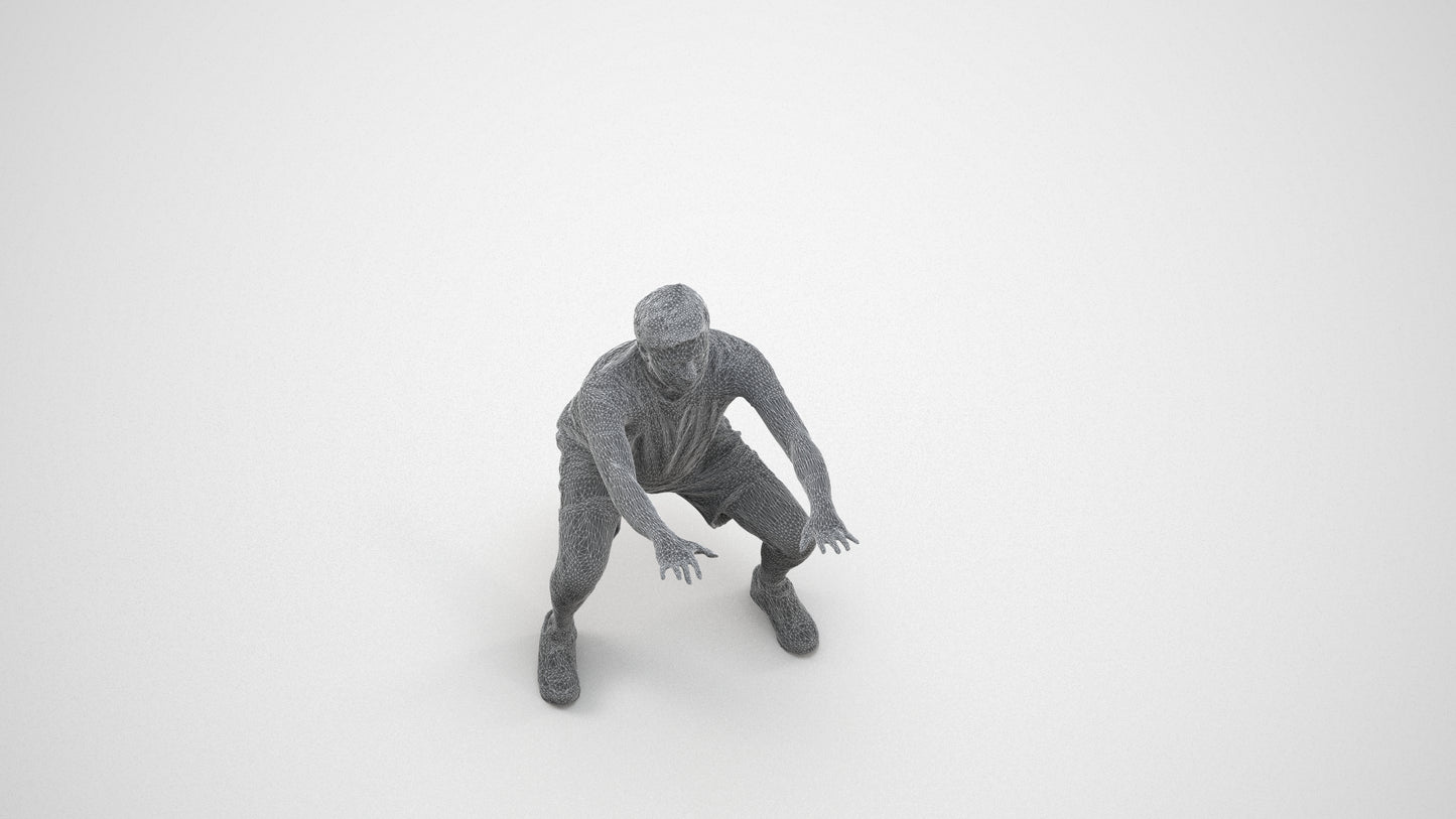 realistic 3D people man sport, render-ready for V-Ray and Corona, FBX OBJ, wireframe three-quarter view
