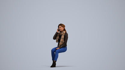 realistic 3D human woman casual sitting, archviz people FBX OBJ for Blender, standing pose render