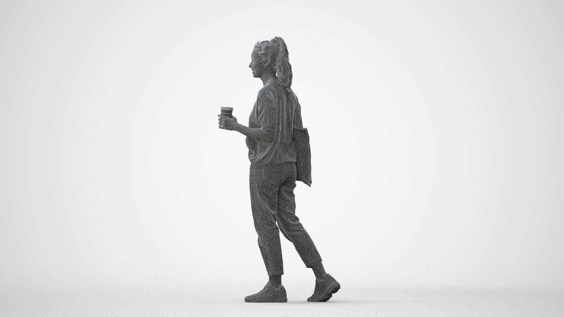 scanned 3D woman casual walking, photogrammetry people for Enscape and V-Ray, square thumbnail