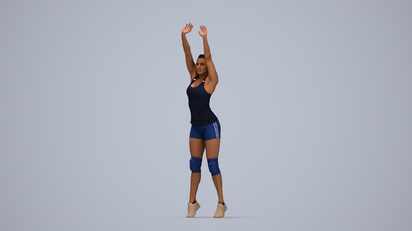 realistic 3D human woman sport, archviz people FBX OBJ for Blender, top-down view render