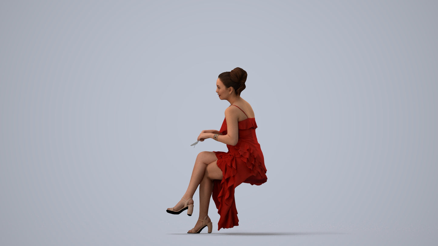 photogrammetry 3D woman formal formalaffairs, realistic human model archviz FBX, three-quarter view render