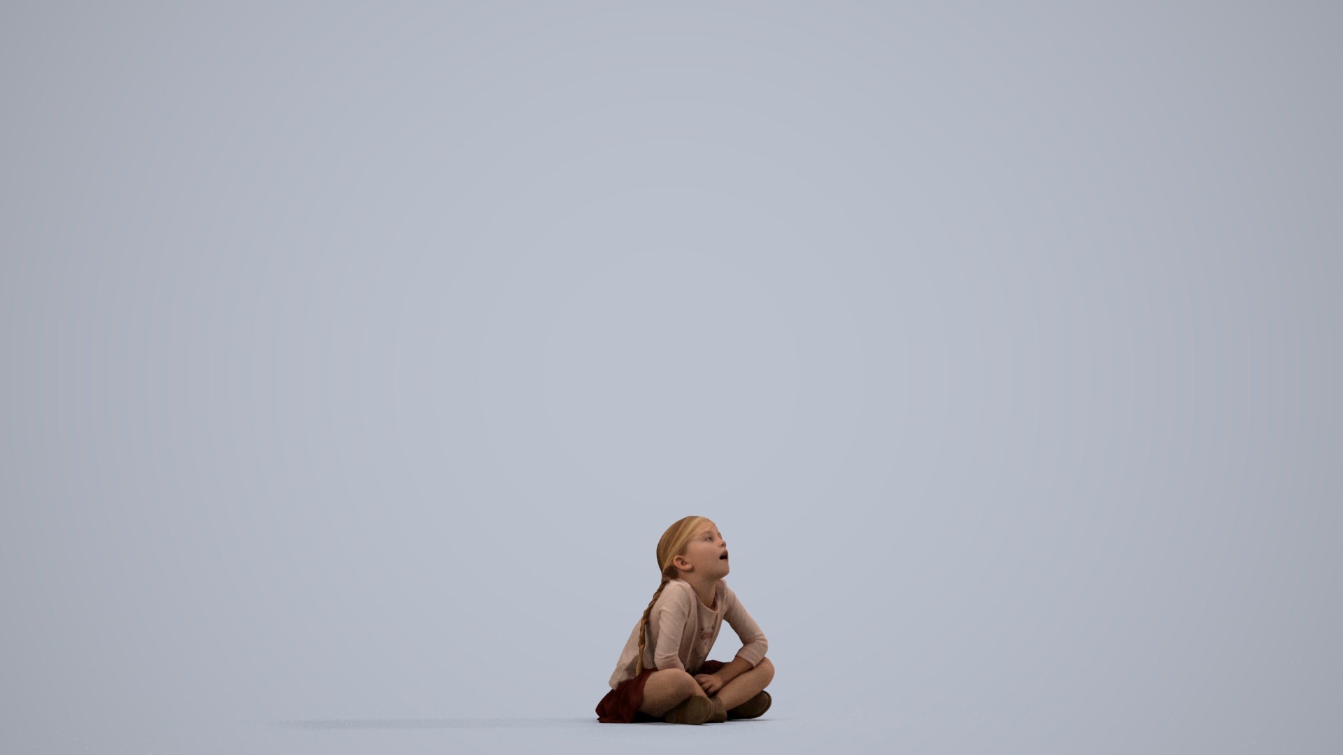 3D people model girl casual kids, scanned human for 3ds Max rendering, side view render