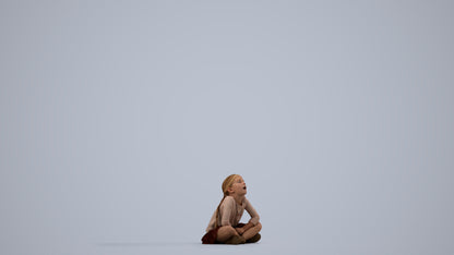 3D people model girl casual kids, scanned human for 3ds Max rendering, side view render