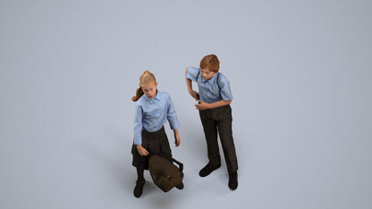 photogrammetry 3D girl kids, realistic human model archviz FBX, back view render