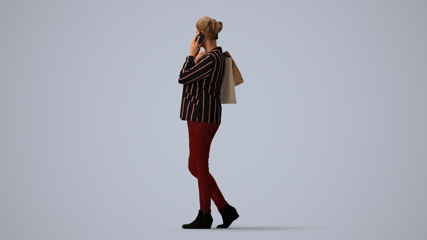 photogrammetry 3D woman business formalaffairs, realistic human model archviz FBX, three-quarter view render