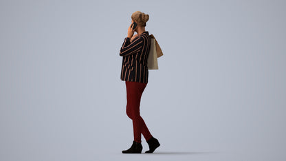 photogrammetry 3D woman business formalaffairs, realistic human model archviz FBX, three-quarter view render