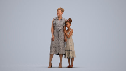 3D people model girl casual kids, scanned human for 3ds Max rendering, standing pose render