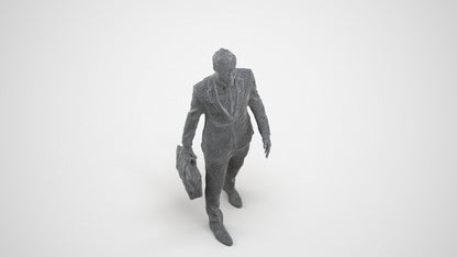 scanned 3D man formal business, photogrammetry people for Enscape and V-Ray, wireframe three-quarter view