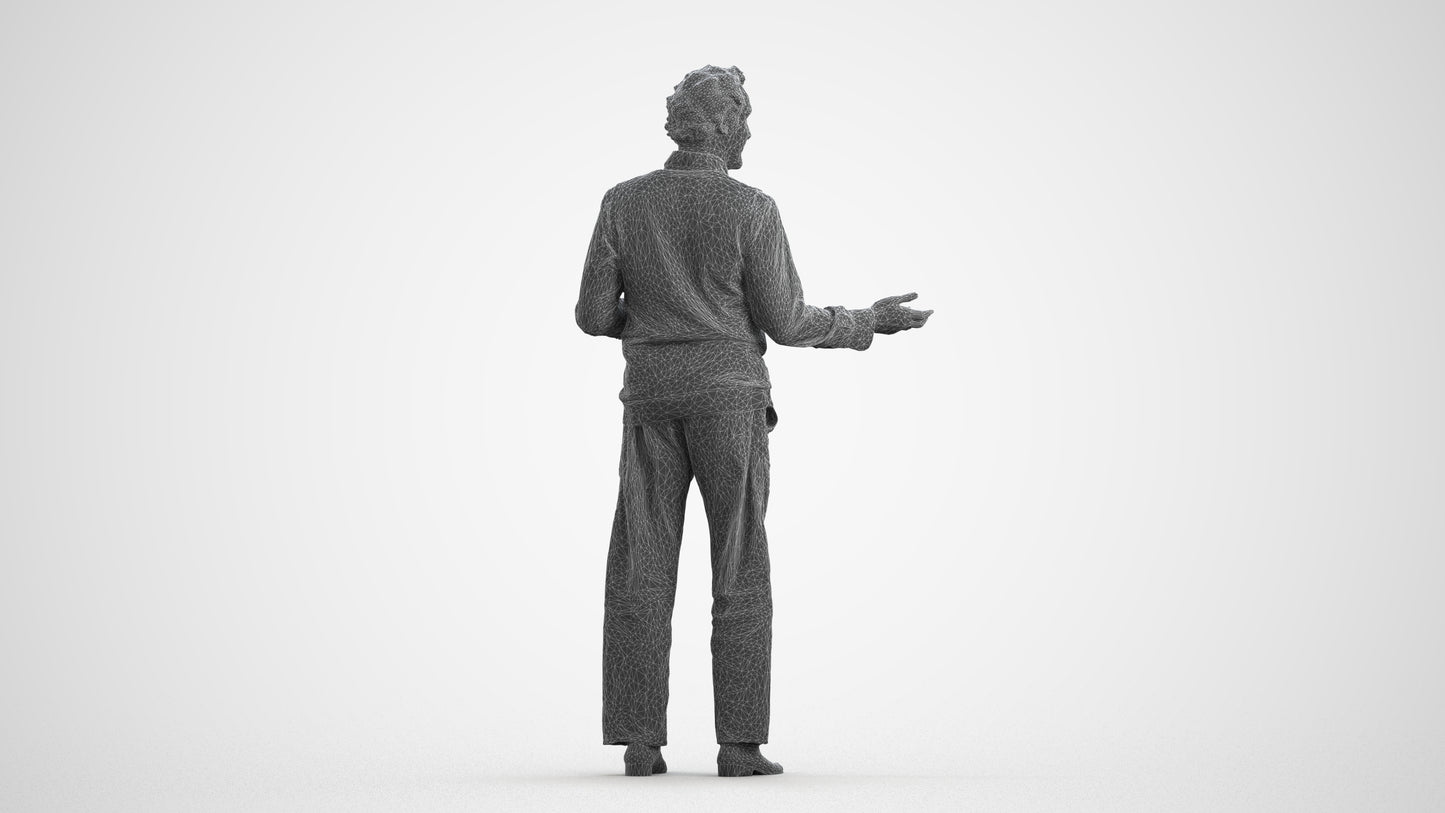 realistic 3D human man business standing, archviz people FBX OBJ for Blender, wireframe front view