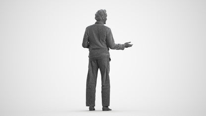 realistic 3D human man business standing, archviz people FBX OBJ for Blender, wireframe front view