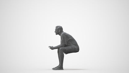scanned 3D man casual sitting, photogrammetry people for Enscape and V-Ray, square thumbnail