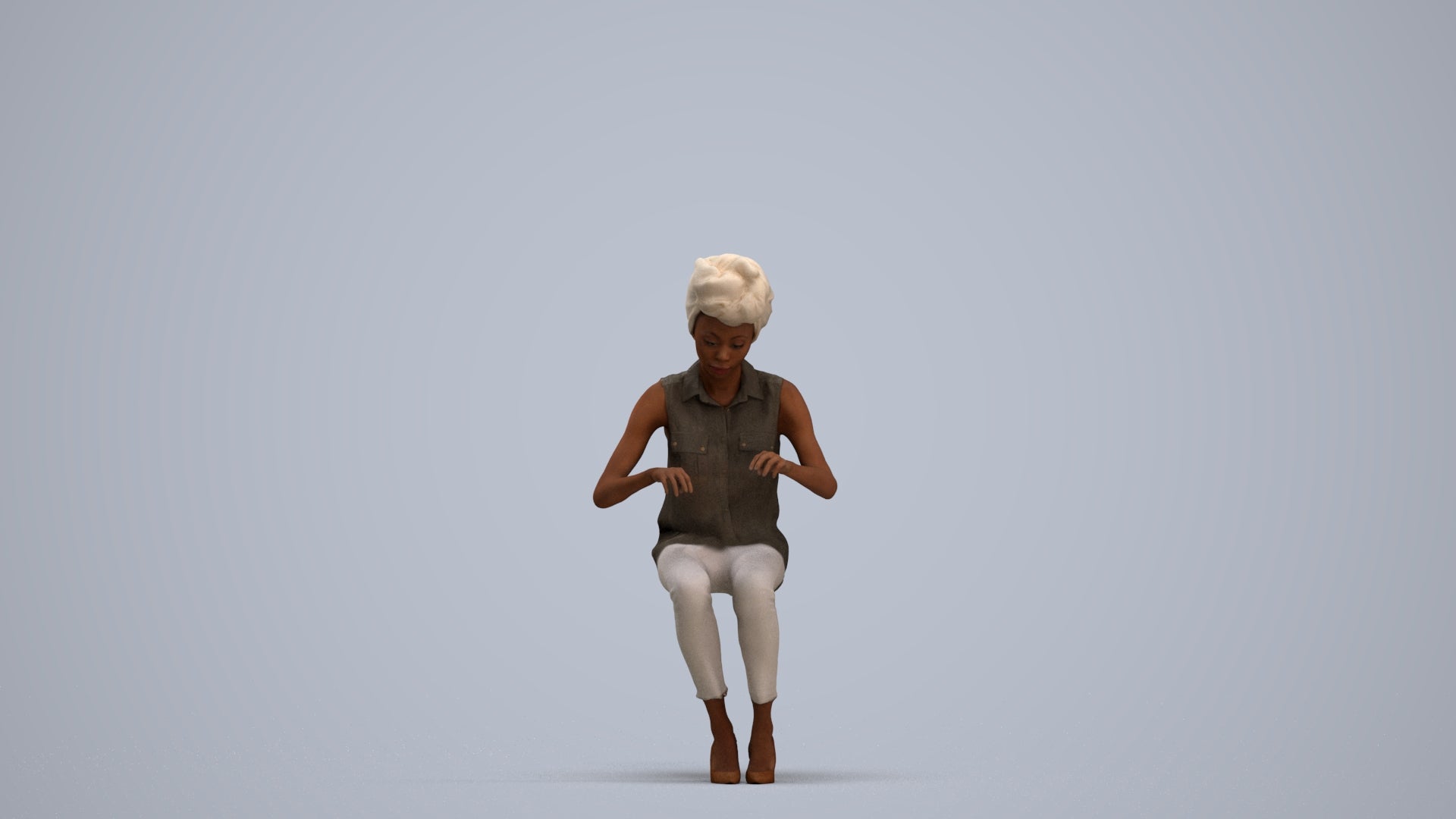 scanned 3D woman casual sitting, photogrammetry people for Enscape and V-Ray, standing pose render