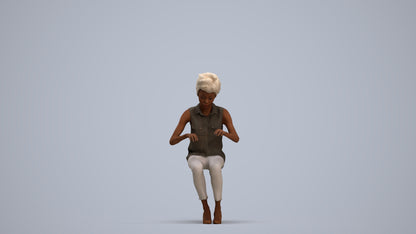 scanned 3D woman casual sitting, photogrammetry people for Enscape and V-Ray, standing pose render