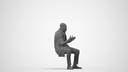 realistic 3D man casual pool, scanned archviz people for Blender and 3ds Max, wireframe side view