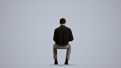 realistic 3D people man casual sitting, render-ready for V-Ray and Corona, FBX OBJ, front view render