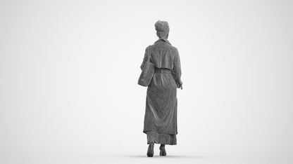 photogrammetry 3D woman casual walking, realistic human model archviz FBX, wireframe front view