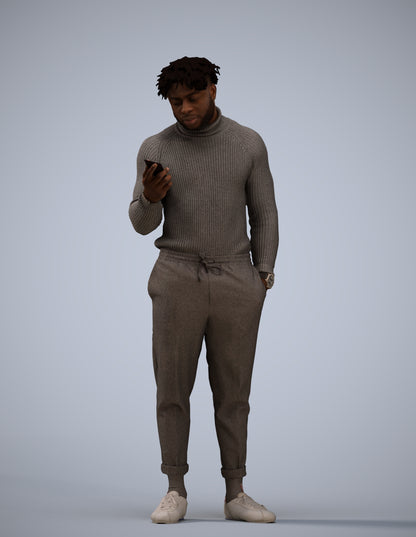 3D human model man casual standing, photogrammetry scanned person for archviz