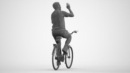 realistic 3D human man casual cycling, archviz people FBX OBJ for Blender, wireframe front view