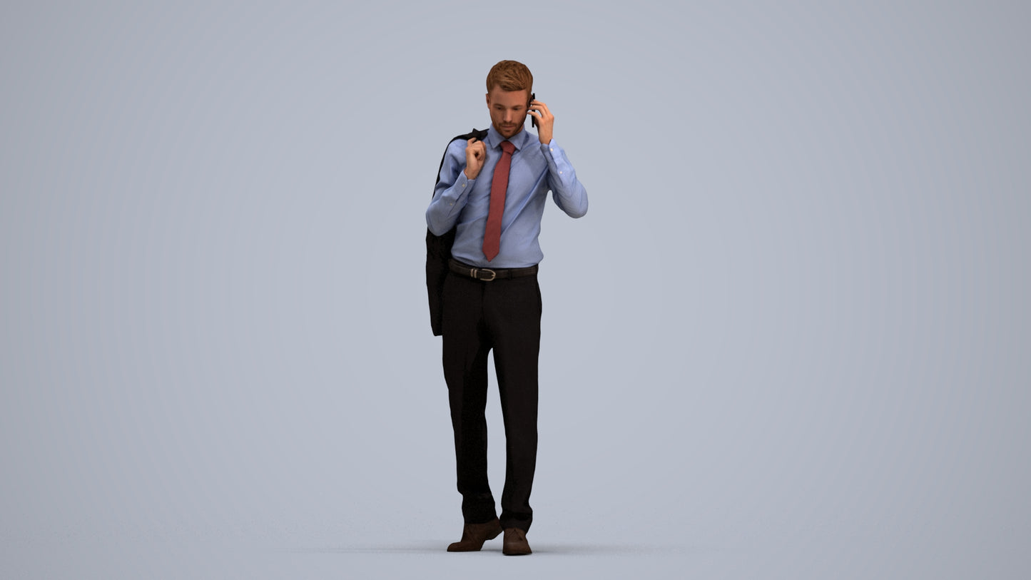 realistic 3D man business, scanned archviz people for Blender and 3ds Max, standing pose render