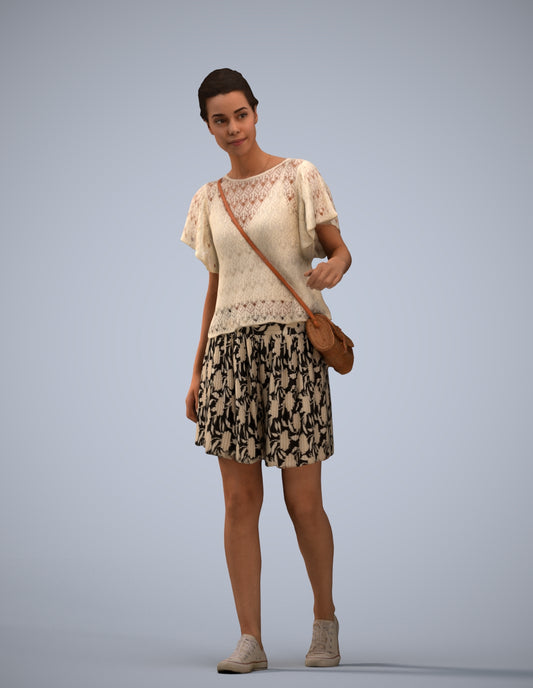 photogrammetry 3D woman casual walking, realistic human model archviz FBX