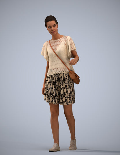 photogrammetry 3D woman casual walking, realistic human model archviz FBX