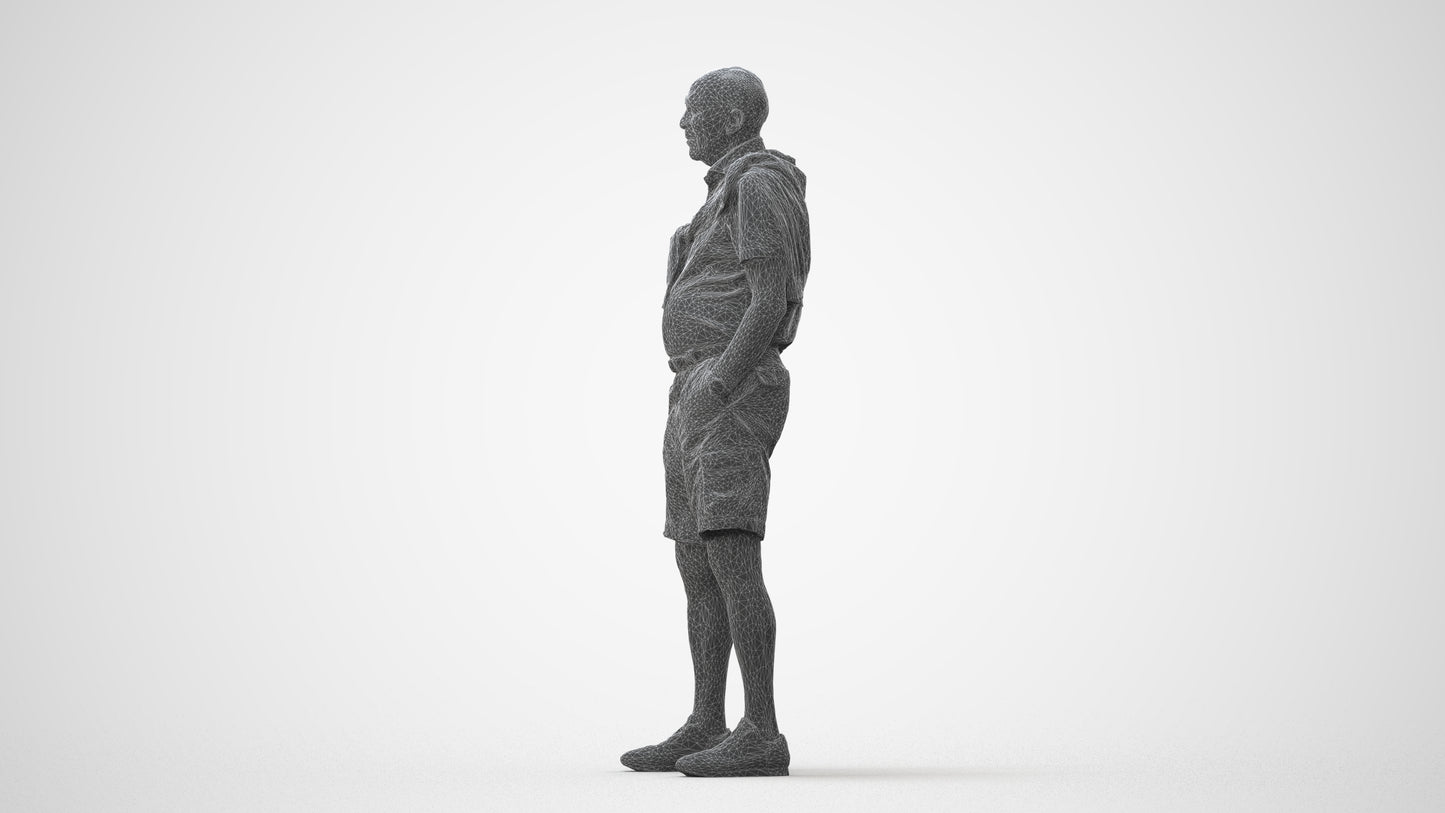 photogrammetry 3D senior man casual standing, realistic human model archviz FBX, square thumbnail