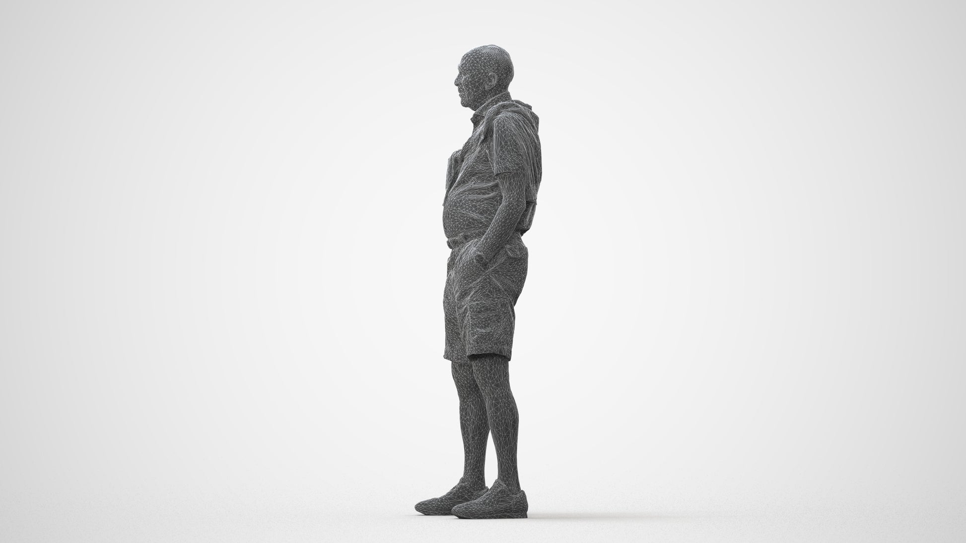 photogrammetry 3D senior man casual standing, realistic human model archviz FBX, square thumbnail
