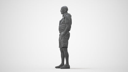 photogrammetry 3D senior man casual standing, realistic human model archviz FBX, square thumbnail