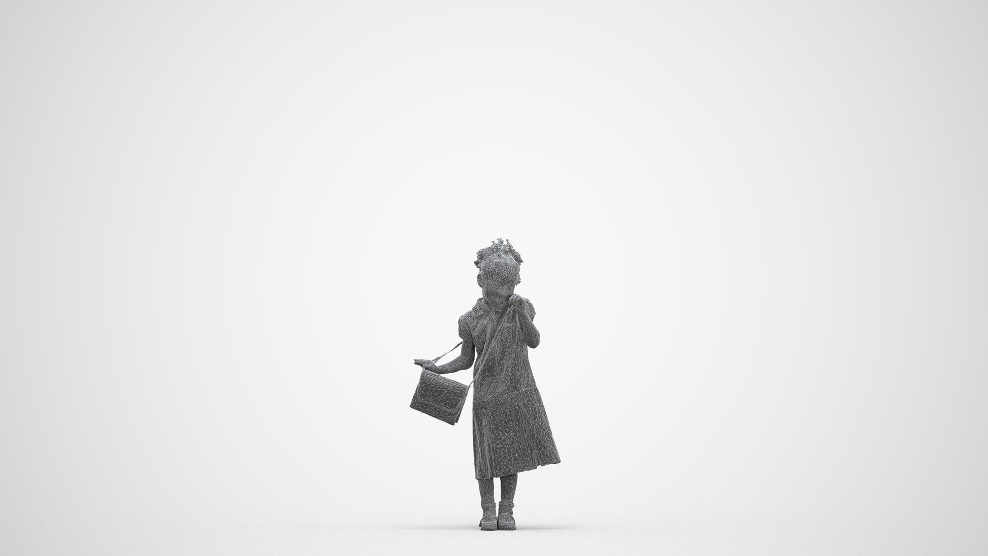 scanned 3D girl casual kids, photogrammetry people for Enscape and V-Ray, three-quarter front view render