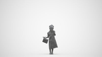 scanned 3D girl casual kids, photogrammetry people for Enscape and V-Ray, three-quarter front view render