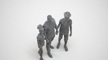 realistic 3D human girl casual kids, archviz people FBX OBJ for Blender, wireframe three-quarter view