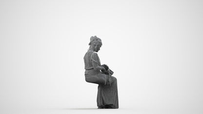3D people model woman casual standing, scanned human for 3ds Max rendering, wireframe side view