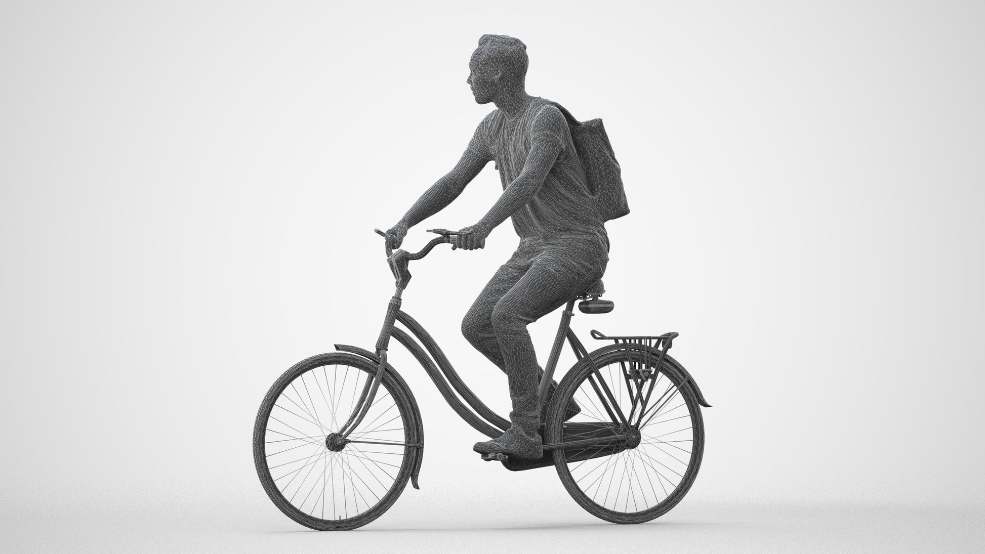 realistic 3D human man casual cycling, archviz people FBX OBJ for Blender, square thumbnail