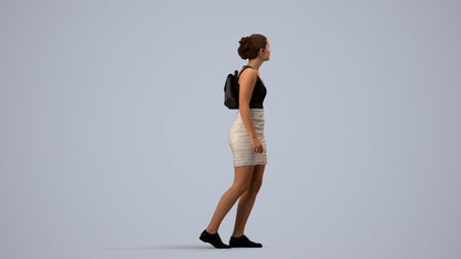 3D people model girl casual kids, scanned human for 3ds Max rendering, side view render