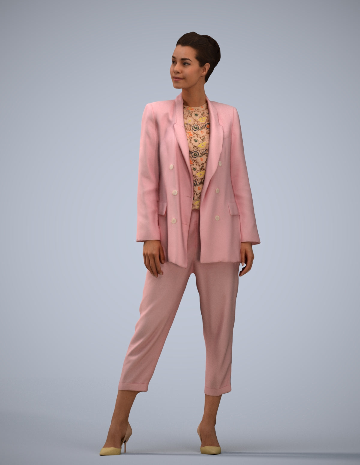 realistic 3D people woman business standing, render-ready for V-Ray and Corona, FBX OBJ