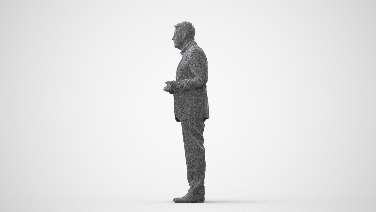 scanned 3D senior man business, photogrammetry people for Enscape and V-Ray, square thumbnail