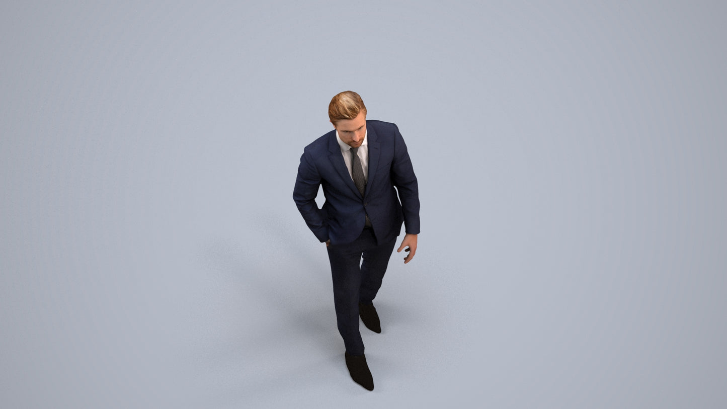 scanned 3D man business, photogrammetry people for Enscape and V-Ray, back view render