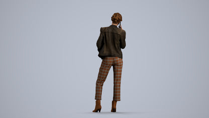 3D scanned woman standing business, photorealistic archviz people for Enscape and SketchUp, front view render