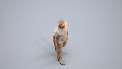realistic 3D senior man casual walking, scanned archviz people for Blender and 3ds Max, back view render