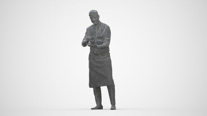 photogrammetry 3D man hospitality, realistic human model archviz FBX, wireframe back view