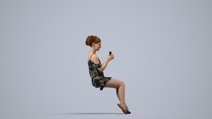 realistic 3D human girl casual kids, archviz people FBX OBJ for Blender, side view render