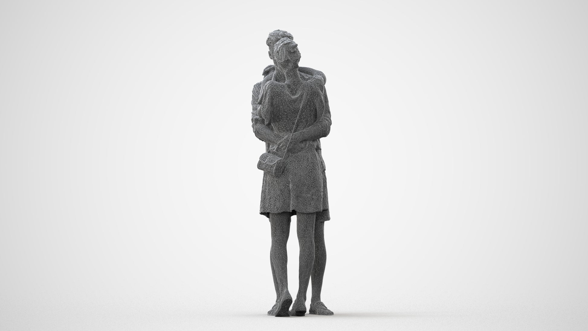 realistic 3D human woman casual business, archviz people FBX OBJ for Blender, square thumbnail