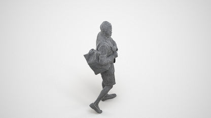 scanned 3D man business walking, photogrammetry people for Enscape and V-Ray, wireframe three-quarter view